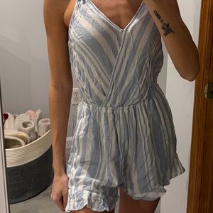 Striped Blue and White Romper